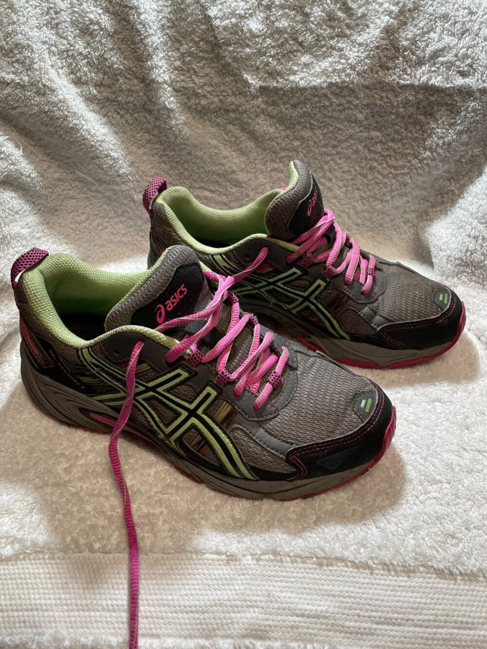 Asics Gel-Venture 5 Trail Running Shoes Sneakers Womens Size 8 Gray Pink Green